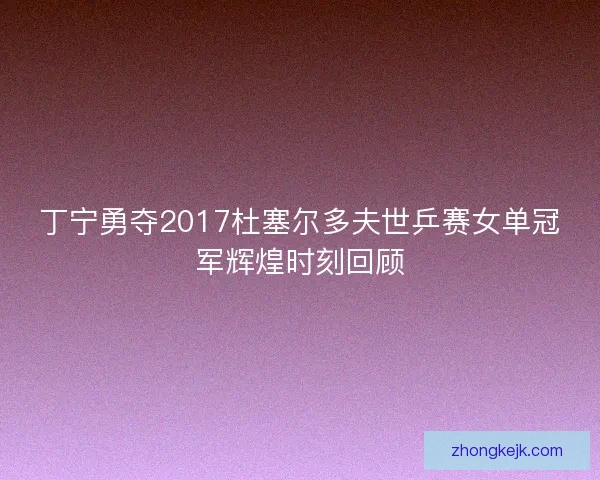 丁宁勇夺2017杜塞尔多夫世乒赛女单冠军辉煌时刻回顾