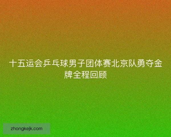 十五运会乒乓球男子团体赛北京队勇夺金牌全程回顾 十五运会乒乓球男子团体赛北京队勇夺金牌全程回顾
