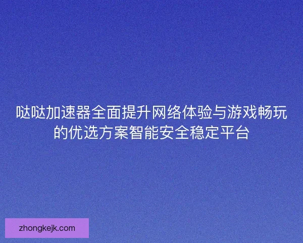 哒哒加速器全面提升网络体验与游戏畅玩的优选方案智能安全稳定平台